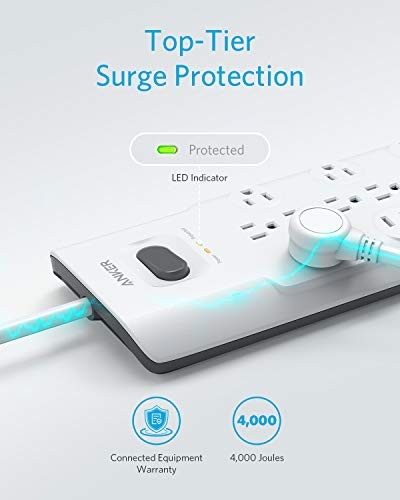 White anker power strip - white,
